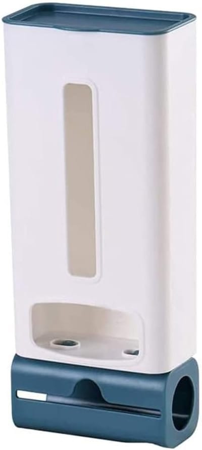 Muurbevestigde dispenser voor plastic zakken, organizer voor afvalzakken, handige houder voor keuken en badkamer met haken, blauw