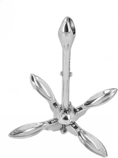 Opvouwbaar Anker - Jacht Accessoires - Watersport Bevestiging - Roestvrij Staal 316 - 3.2 kg - Zilver