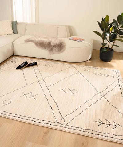 Bohemian vloerkleed - Fancy Tribe ivoor 80x150