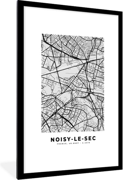 Fotolijst incl. Poster - Frankrijk - Plattegrond - Kaart - Noisy-le-Sec - Stadskaart - 80x120 cm - Posterlijst