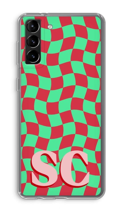 Gepersonaliseerd - Case Company® - Hoesje geschikt voor Samsung Galaxy S21 Plus hoesje - Grid Monogram - Soft Cover Telefoonhoesje - Bescherming aan alle Kanten en Schermrand
