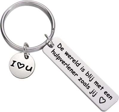 Fako Bijoux - Sleutelhanger De Wereld Is Blij Met Een Hulpverlener Zoals Jij - Cadeau - Geschenk - Zilverkleurig
