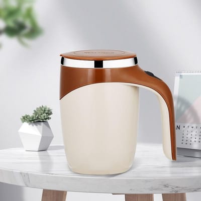 Automatische roerbeker Mok Oplaadbare draagbare koffie Elektrische roerder Roestvrij staal Roterende magnetische thuis drinkgereedschappen brown