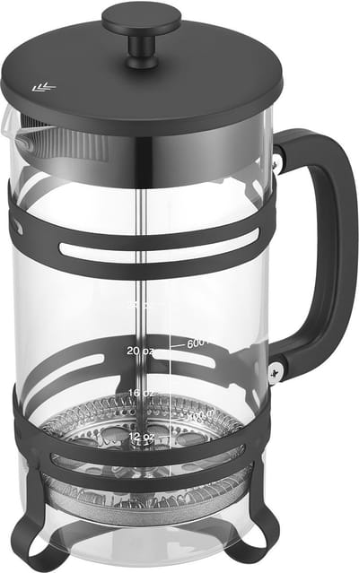 1 liter French Press-koffiezetapparaat, borosilicaatglas met roestvrijstalen filter, ideaal voor het zetten van koffie en thee thuis, op de camping of op reis, zilverkleurig