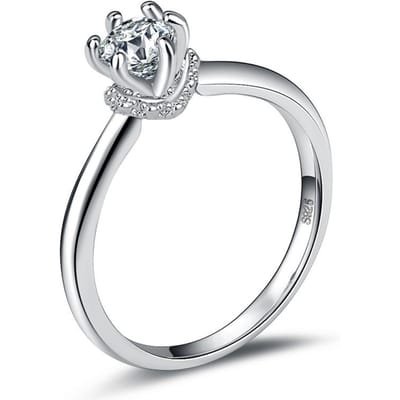 Zirkonia Ring voor Dames Europese en Amerikaanse Mode Eenvoudige Bloem Dubbele Ringen Ringen Zirkonia Koper Sieraden No. 10 white