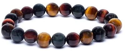 Armband Triple Tiger Eye (rood/oranje/blauw) Elastiek - 8mm