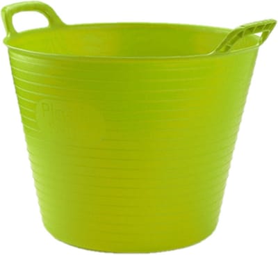 Plasticforte flexibele emmer/kuip - 2x - groen - kunststof - rond - 25 liter - 42 x 38 x 33 cm - wasmanden - tuinafval - speelgoed