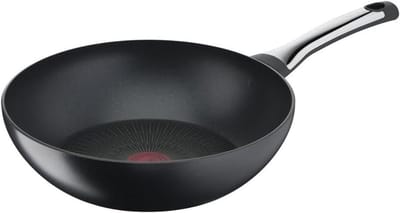 Titanium Wok - Roerbakpan - Gezond Koken - Thermosignaal - 28 cm - Zwart