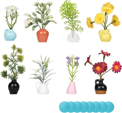 Set van 8 Magnetische Mini Vazen voor DIY - 3D Keramische Vazen zonder Plastic, Decoratieve Magneten voor Koelkast en Keukenaccessoires