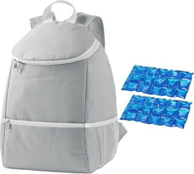 Koeltas rugtas/rugzak grijs met 2 stuks flexibele koelelementen 10 liter
