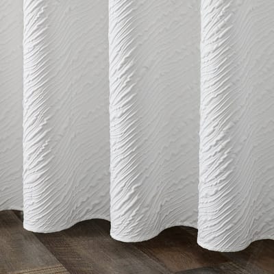 Floraweg Douchegordijn,douchegordijnen voor badkamer 3D embossing marmer Vlak kleur kraam douchegordijn, wasbaar waterdichte stof stofdouche gordijn set met 12 haken, 72 x 79 inch(180cmX200cm) -Wit