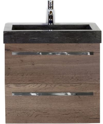 Seville Badmeubelset 60 cm - Tabacco - Wastafel Hardsteen Wit Lucca