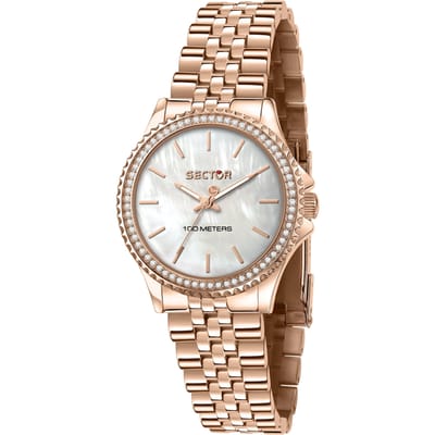 Montre Femme Sector 230 Just Time Acier Inoxydable Or Rose Cadran Nacre Quartz R3253161537 100M mère de perle
