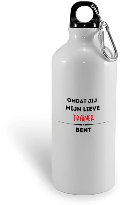 Hacebo® - omdat jij mijn lieve trainer bent waterfles - Trainer - de liefste trainer - sport - verjaardag - cadeautje voor trainer - kado - geschenk - water fles - 400ML