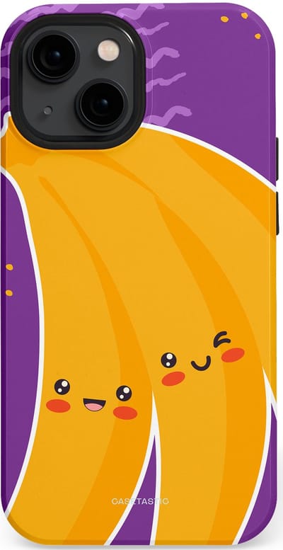 Casetastic hoesje geschikt voor Apple iPhone 13 mini - MagSafe - Dubbellaagse bescherming - Blije Banaan - Fashion Case - Lavendel Geel