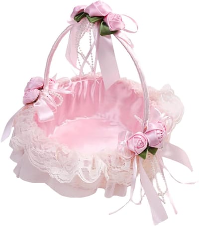 Bloemenmeisjesmand - Bruiloftsmand gevlochten - Bruiloftsceremonie - Lichtgewicht ontwerp - Perfecte maat - Roze