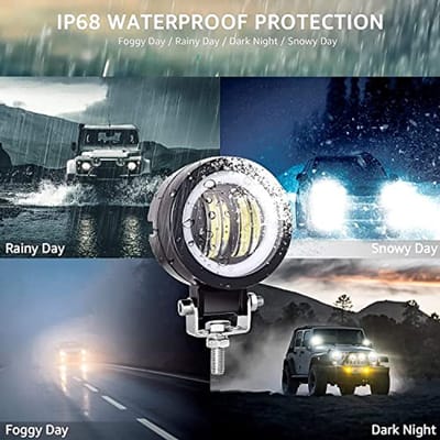 Ronde LED Mistlampen met Angel Eyes 6000K - 80W 8000lm - Waterdicht en Verstelbaar