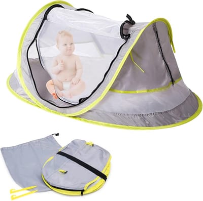 Lexium Strandtent baby - Zomeruitje - Baby zonnescherm - UV bescherming - Pop-up strandtent - Baby strandaccessoire - Vakantie met baby - Stranddag met kinderen - Baby schaduwdoek - Draagbare strandtent - Zonnescherm baby - Zandvrije speelplek - Baby