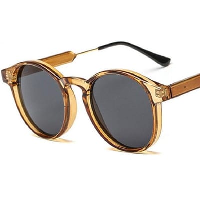 Zonnebril Retro Rond Vrouwelijk Mannelijk Merk Design Transparant Vrouwen Zonnebril Mannen En Vrouwen Zonnebril Uv400 bruin