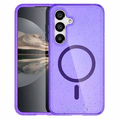 imoshion Hoesje - Geschikt voor Samsung Galaxy S25 Plus - Sparkle Backcover met Magnetische Ring - Paars