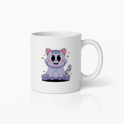 Schattige Paarse Kat Mok – Leuke Cartoon Kattenbeker voor Kattenliefhebbers & Kinderen