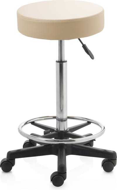 ZenGrowth ergonomische tabouret met hoge gasveer beige - Kapperskruk op zachte wielen – Met voetring – Tabouret - In hoogte verstelbaar