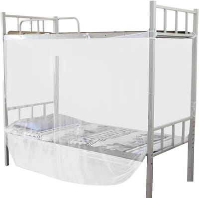 Muggennet voor Bed met 4 Hoeken, Ideaal voor Studentenflats, Bescherming tegen Insecten, Wit, Geschikt voor Twin, Full en Queen Maten (95x195x150cm)