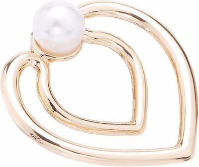 Fako Bijoux® - Sjaalklem - Sjaal Klem - Sjaal Ring - Hart Met Parel - 40x40mm - Goudkleurig