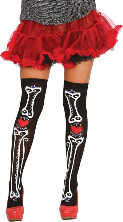 Halloween/Horror thema verkleedkleding legging day of the dead - zwart - dames - One size M/L
