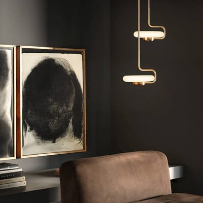 kdln LED hanglamp TRATTO, messing, Ø 27 cm, metaal/glas