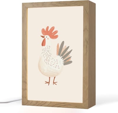 Nachtlampje 20x30 cm - Kinder lampje - Kip - Boerderij - Dieren - Tafellamp kinderkamer - Slaapkamer lamp - Bedlamp kinderen - Kinderlampje stopcontact - Wandlamp babykamer - Nachtlampjes