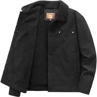 Nieuwe Herfst- en Winter Heren Casual Jas met Losse Revers, Grote Maat Heren Modieuze Fleece Jas 5XL black