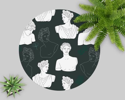 Coloray Vloerbeschermer - Samenstelling van sculpturen Stoel Mat - 100x100 cm - Veelkleurig Bureaustoelmat - Vloerbeschermer Vinyl - Mótif Bureaustoelmat - Ronde Mat - Deel Thema