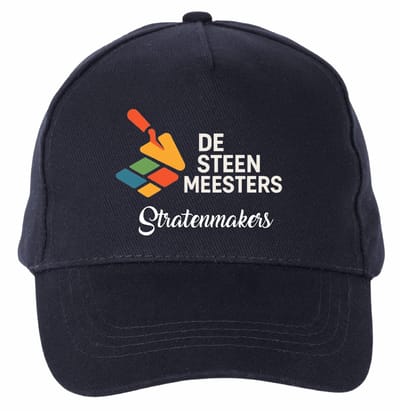 Mijncadeautje - 5 panel - Cap - Verstelbaar - Pet van 100% dik geborsteld katoen- unisex - opdruk wit - Eigen Logo of Tekst naar keuze - Navy Blauw