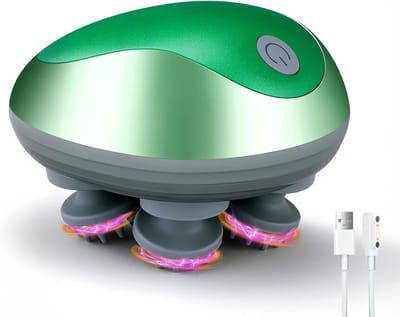 KZQ Draagbare Elektrische Hoofdmassage Met Siliconen Punten - 3 Modi Voor Haargroei Diepe Reiniging En Ontspanning - Waterdicht En Geschikt Voor Vrouwen Mannen En Dieren - Groen