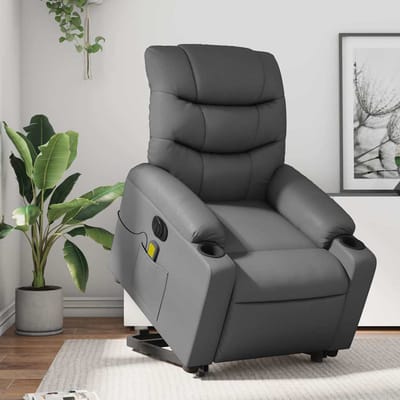 vidaXL - Sta-op-massagestoel - elektrisch - kunstleer - grijs