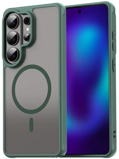 MobyDefend Hoesje - Geschikt voor Samsung Galaxy S26 Ultra - Case Geschikt voor MagSafe - Mat Transparant Met Gekleurde Rand - Groen