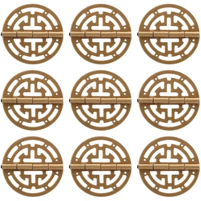 10 Jeux de Charnières Rondes en Laiton Bronze Style Antique Résistantes à la Corrosion pour Boîtes à Bijoux, Armoires, Boîtes Cadeaux, Boîtes à Vin