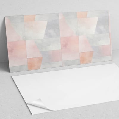 Coloray Wandpanelen Zelfklevend - Geometrie in pastelkleuren PVC Wandpaneel - 100 cm x 50 cm - Romig Wandbekleding Zelfklevend - 1 stuk - Texturen Wandpanelen Zelfklevend - Wandpaneel Keuken - Wandpanelen Badkamer
