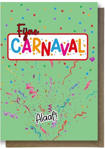 Luxe carnaval Wenskaart - carnavalkaart - fijne carnaval - 12x17cm - gevouwen kaart Inclusief gekleurde envelop