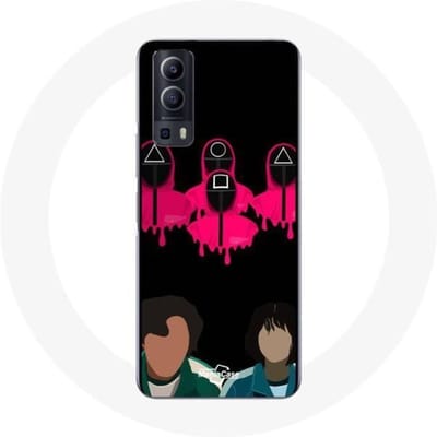 Vivo Y72 Case Squid Game Seong Gi hun en Kang Sae Byeok Vierkante driehoek- en cirkelmaskers