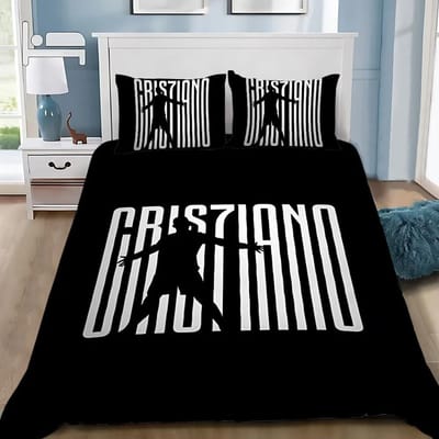 3D NIEUW Dekbedovertrek Kussensloop Beddengoedset Voetbal CR7 R-Ronaldos Volwassen Jongen Meisje Slaapkamerdecoratie Kinderen Enkel Dubbel Groot 140X200cm 2pcs