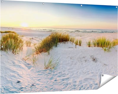 Gards Tuinposter Strand en Duinen tijdens Zonsondergang - 150x100 cm - Tuindoek - Tuindecoratie - Wanddecoratie buiten - Tuinschilderij