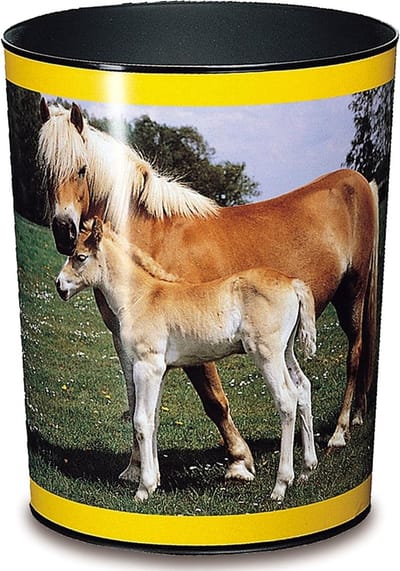 Prullenbak Paard en Veulen - Afvalemmer Kinderkamer - Orde Houden - Stevige Kunststof - 13 Liter - Paard en veulen