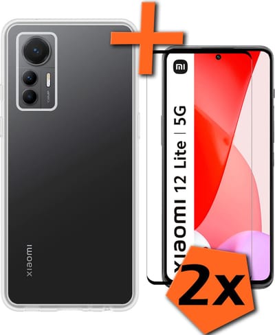 Hoes - Met 2x Screenprotector - Geschikt voor Xiaomi 12 Lite - Sterk & Shockproof - Back Cover - Siliconen Case - Telefoon Hoes - Transparant