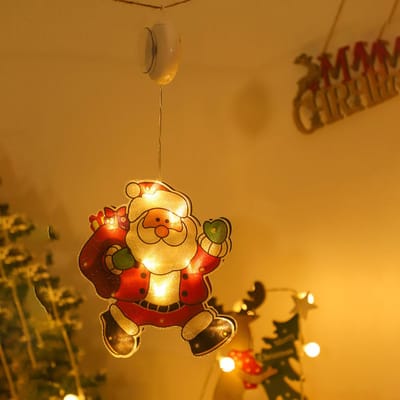 Kersthanger Lichtslinger Zuignap Kerst Decoratieve Lamp Kamer Showcase Gordijn Ophangen S1-Santa Claus(backpack)