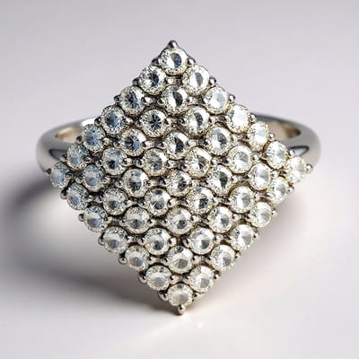 Cavill - Luxe Zilveren Ring 925 Sterling Met 49 Chocolate Diamonds 1,55 Ct - Ronde Briljant Diamant - Platina Gecoat - Elegante Damesring Maat 16