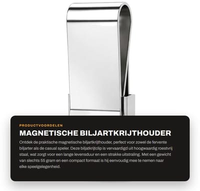 Dailygoods- Biljartkrijthouder Lichtgewicht - Roestvrij Staal - Compact - Magnetisch - Krijtclip - Draagbaar - 70x25x15mm - Krijthouder