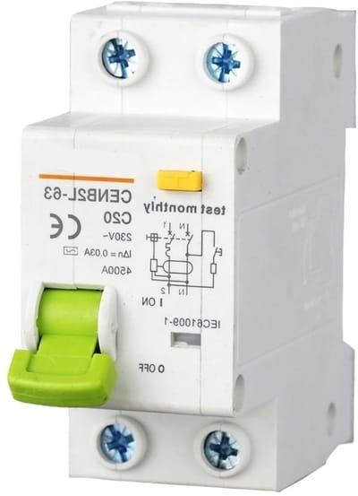 Aardbeschermingsschakelaar - Stroomonderbreker - Elektrische beveiliging - Aardingslek type - 63 A - Wit
