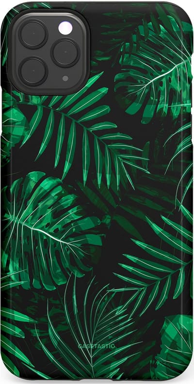 Casetastic hoesje geschikt voor Apple iPhone 11 Pro Max - Dubbellaagse bescherming - Jungle blad - Fashion Case - Donkergroen Zwart